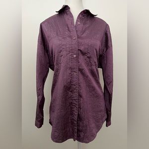 Vintage Diane Von Furstenberg Purple Sheen Fabric Blouse Size M